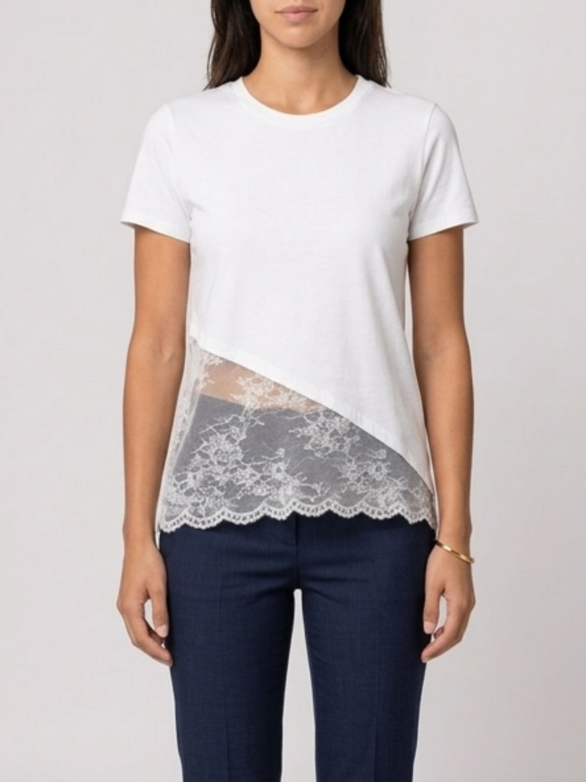 T-shirt cotone e pizzo