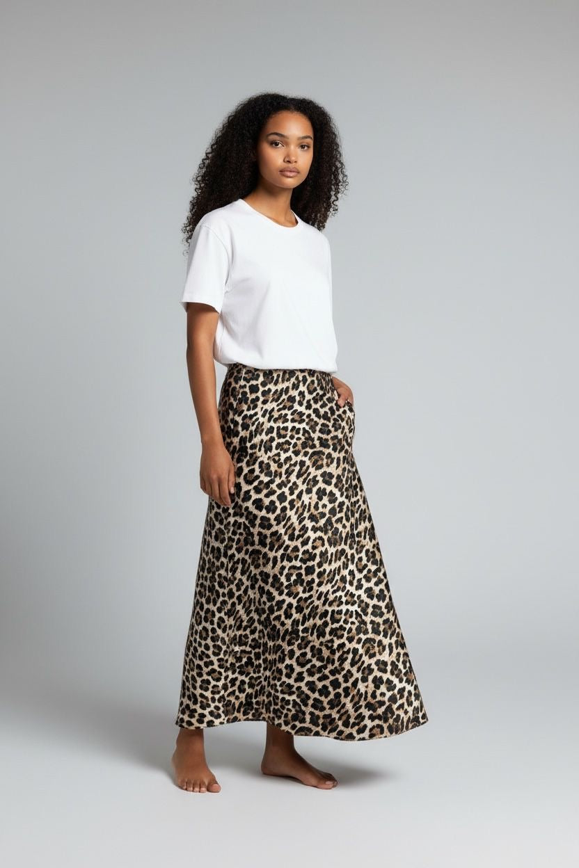 Gonna raso leopardata