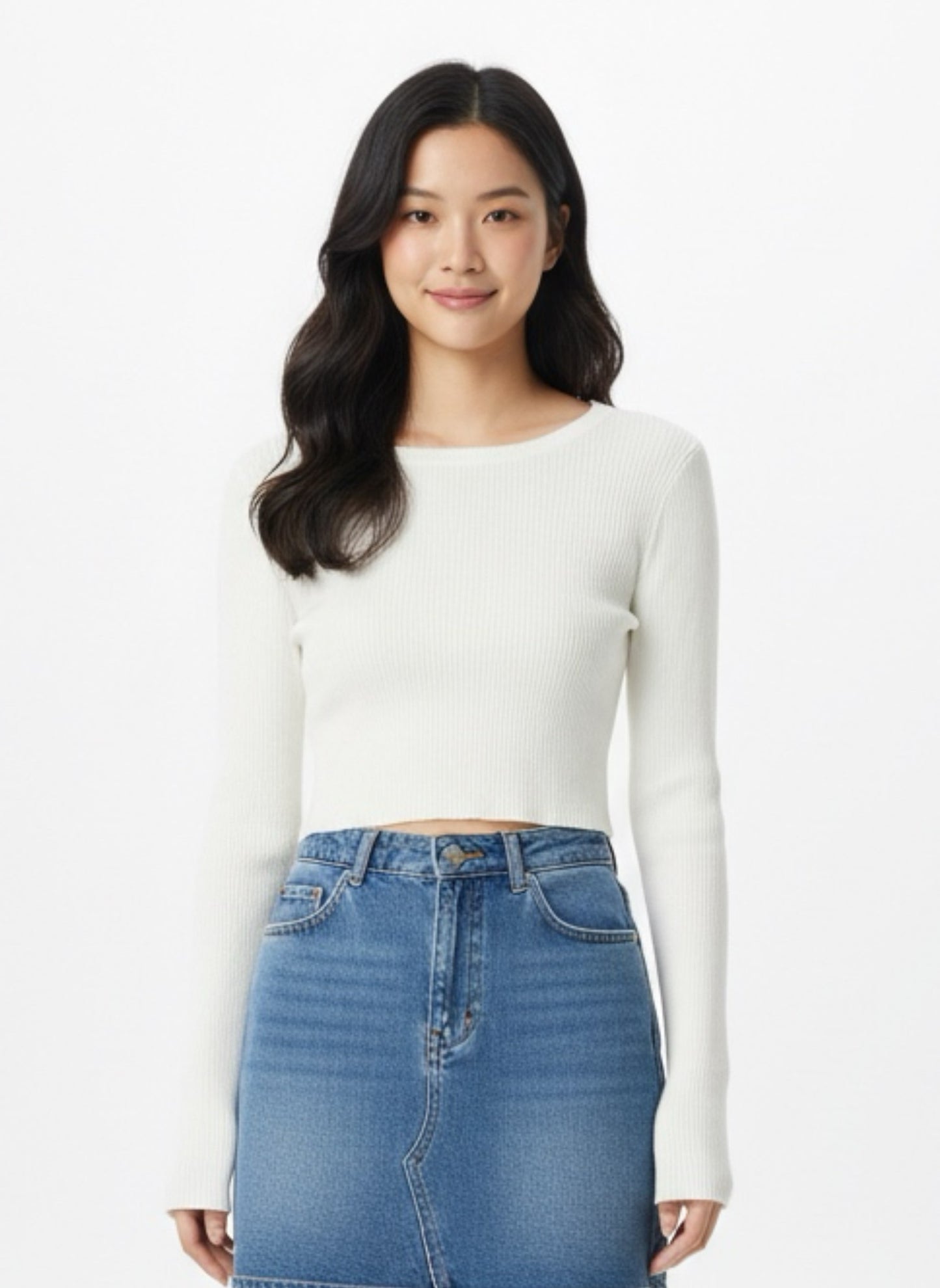 Maglia crop costine