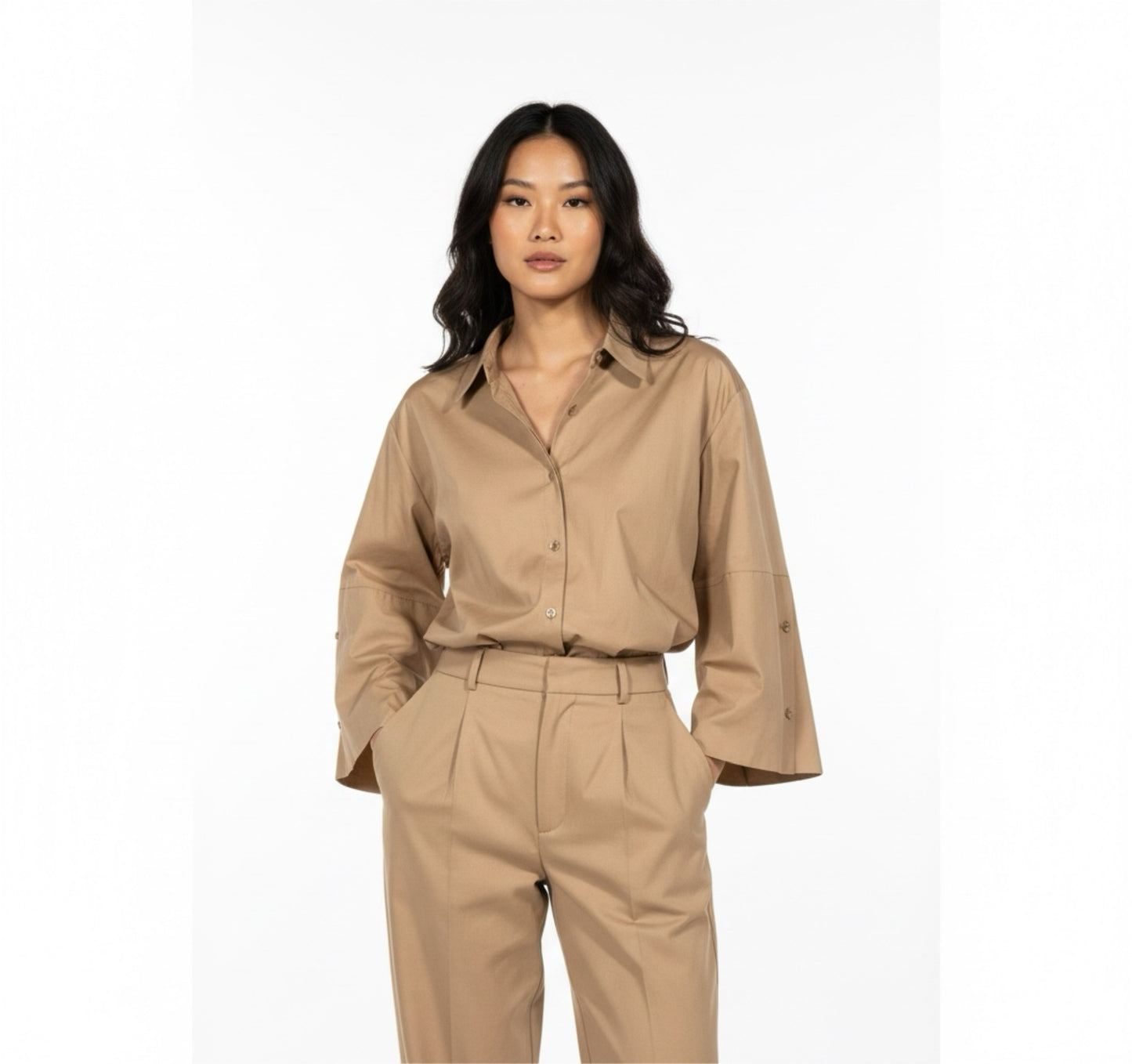 Camicia corta bottoni manica