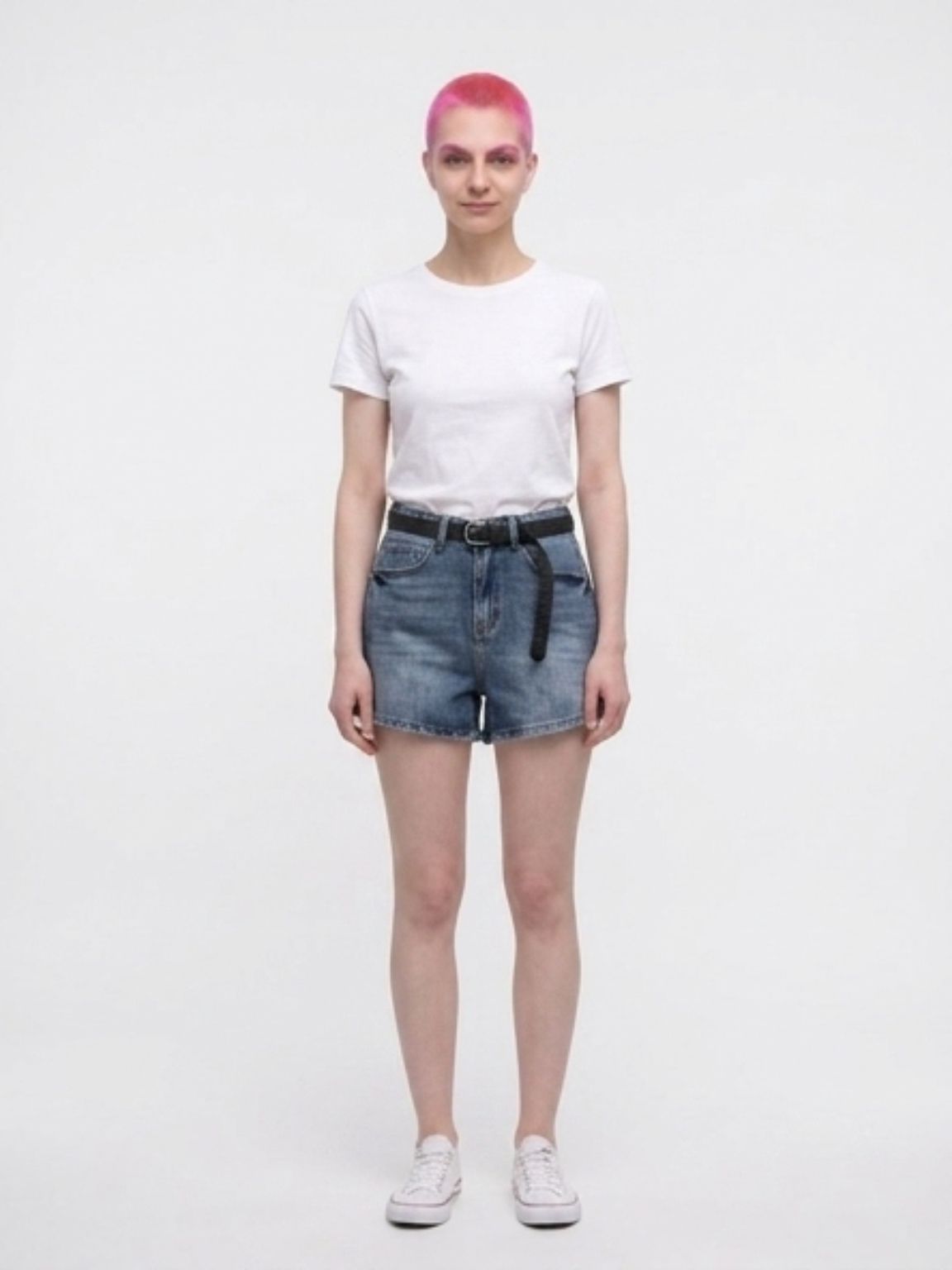 Jeans short con cintura elastica