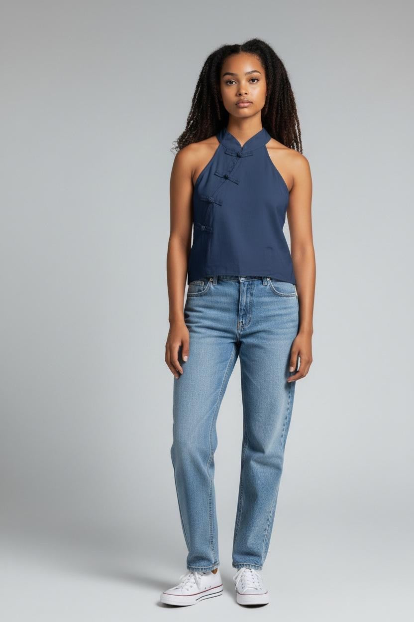Camicetta  cotone crop fiocchetti laterali