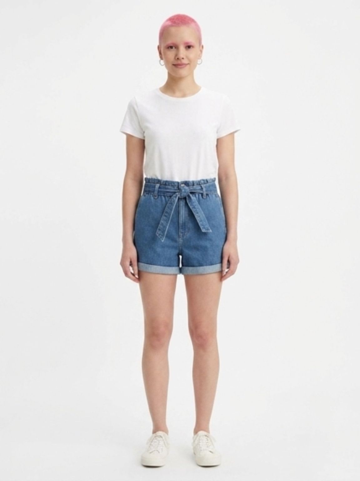 Short jeans con fiocco