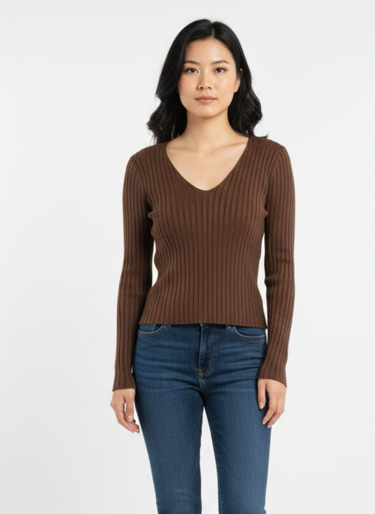 Maglia a V costine