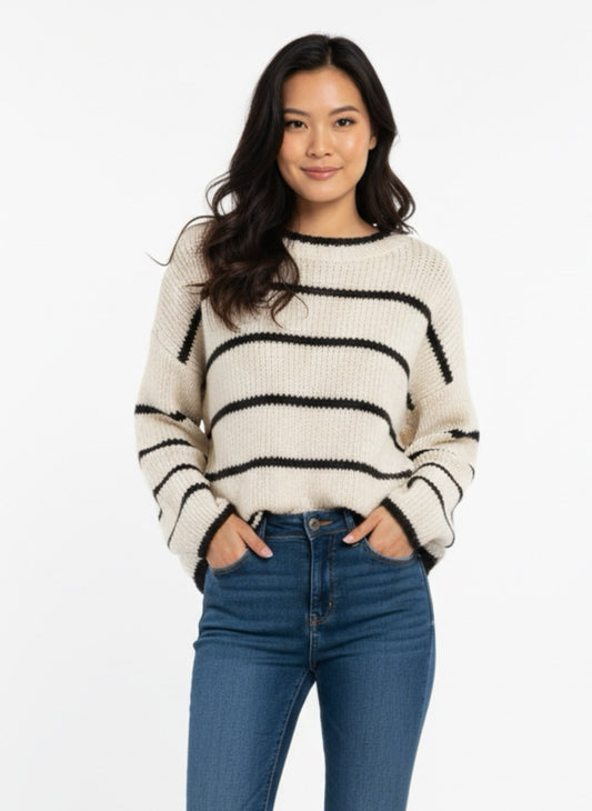 Maglione righe marrone scuro