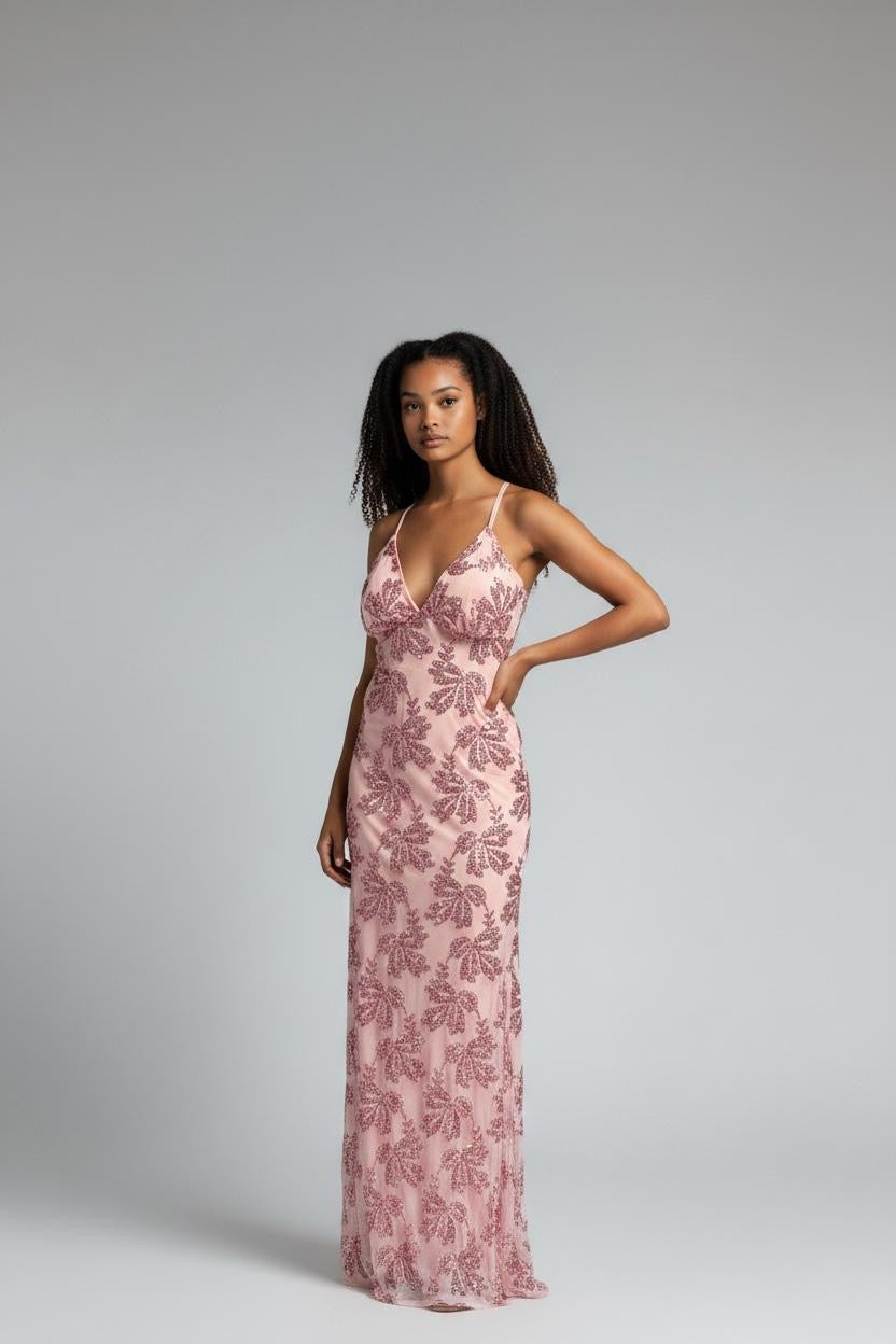 Abito con lurex schiena incrociata