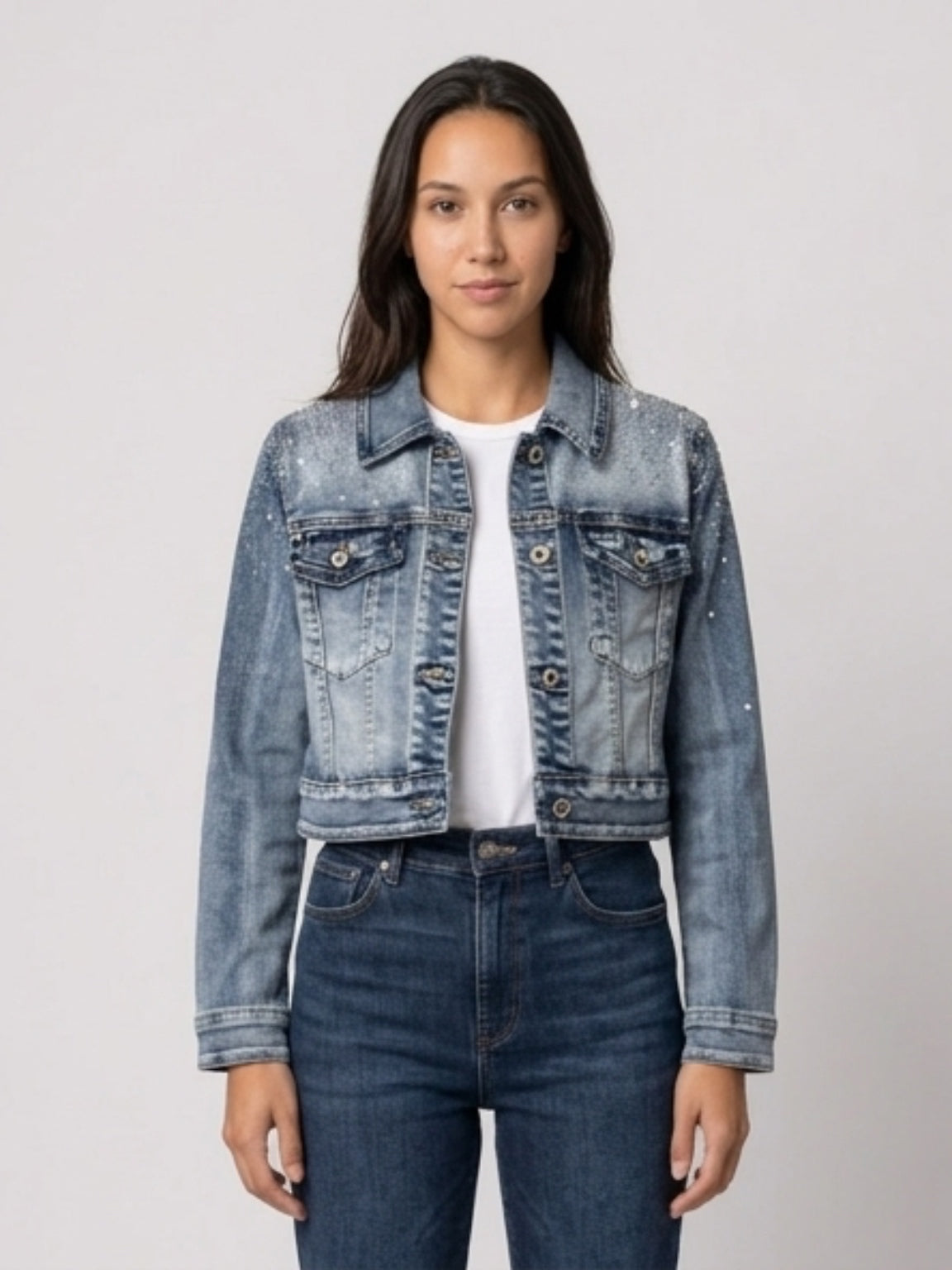 Giubbotto jeans brillantini