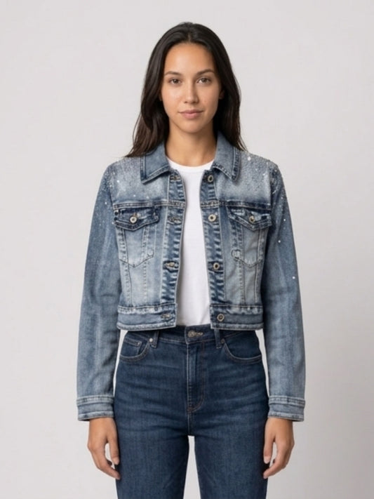 Giubbotto jeans brillantini