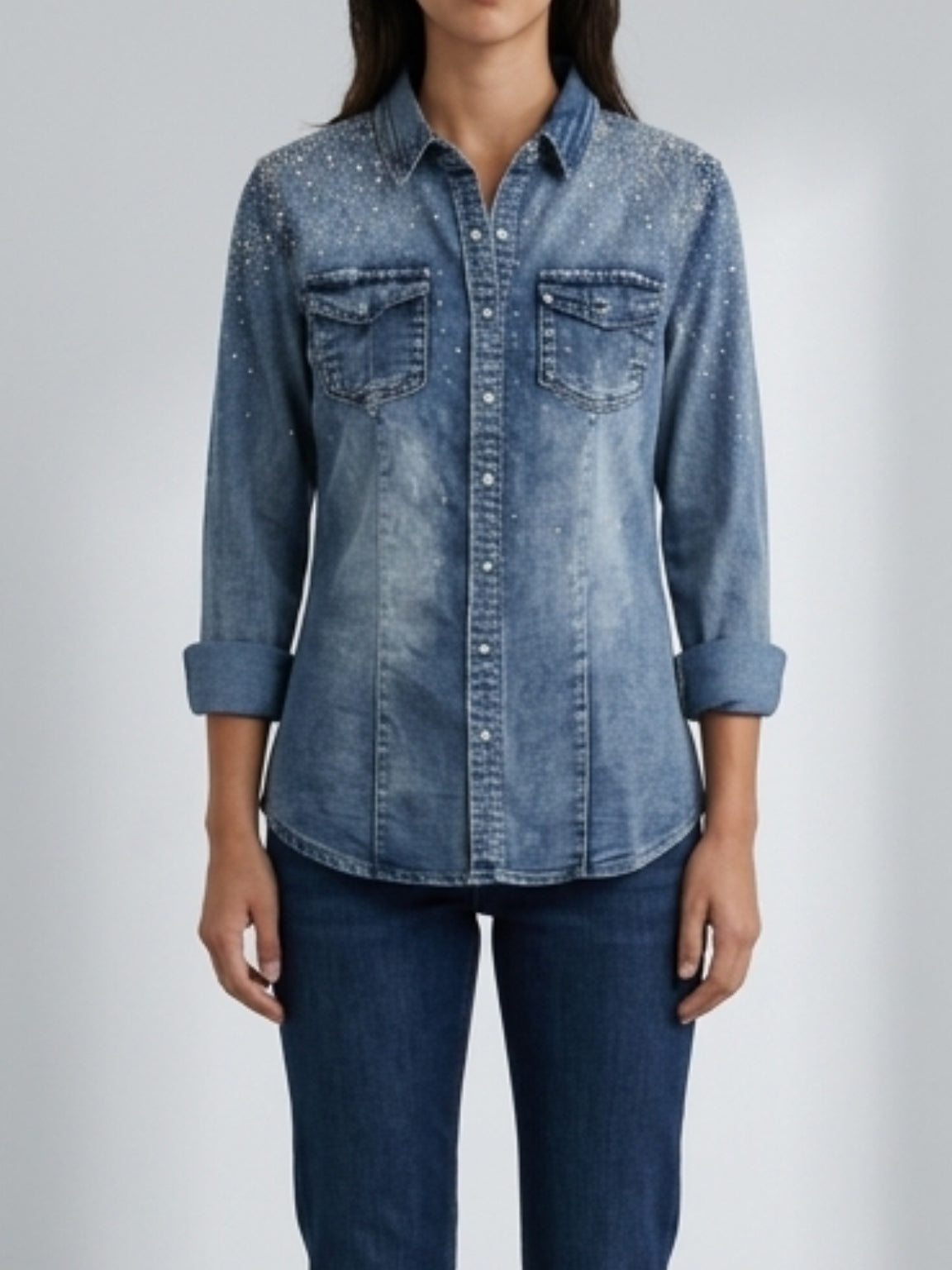 Camicia jeans brillantini