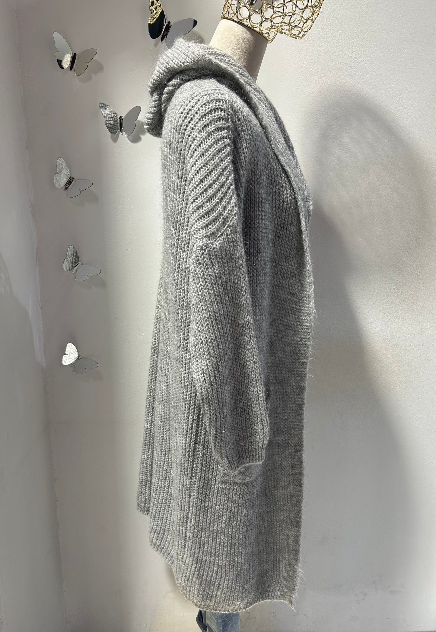 Cardigan lungo con cappuccio