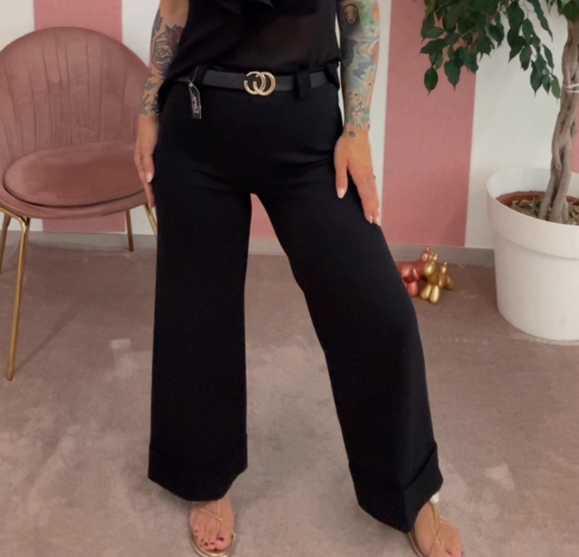 Pantalone risvoltone laser