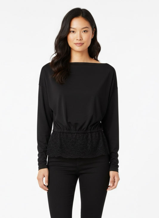 Maglia barchetta con pizzo