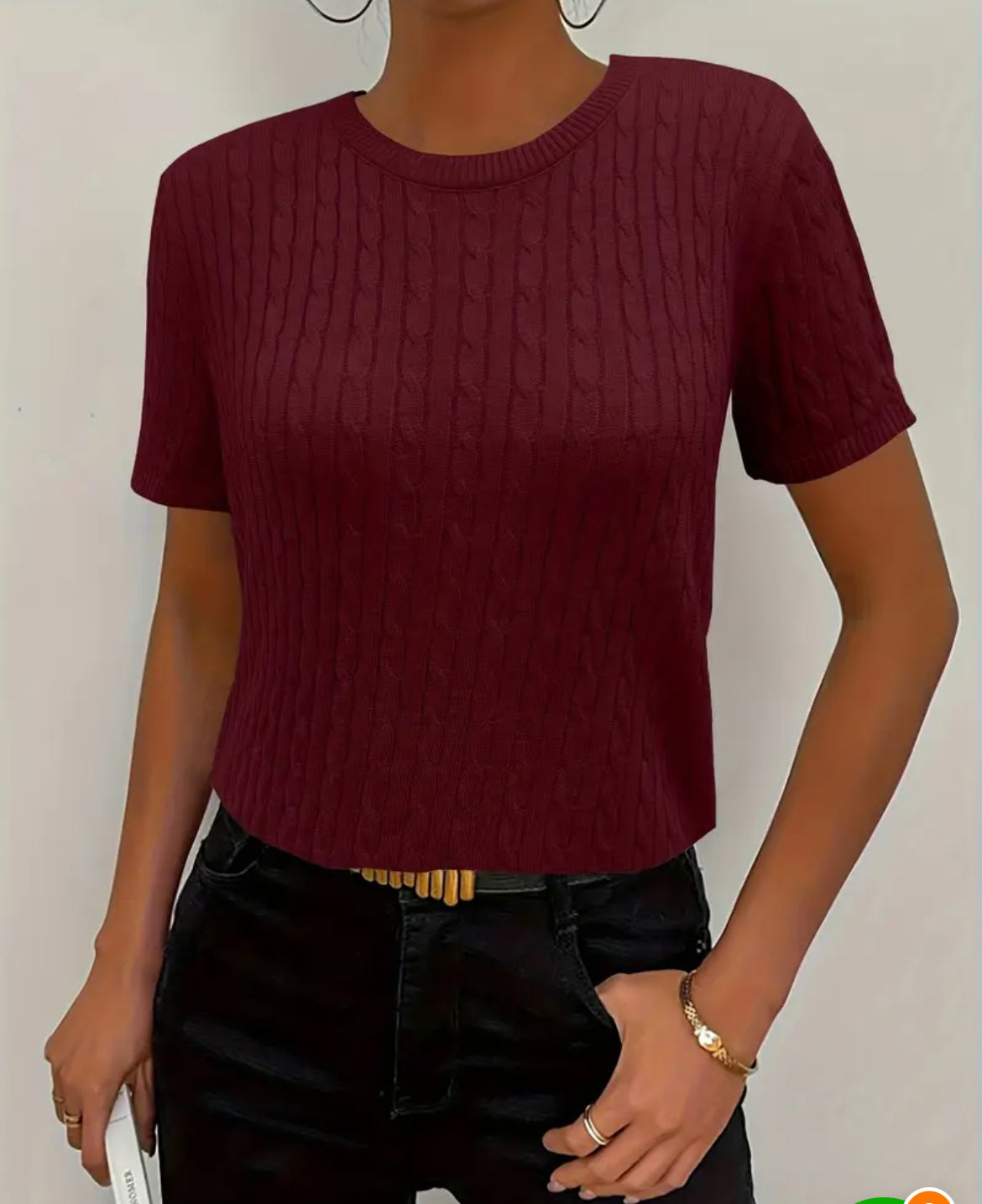 Maglia manica corta intrecciata