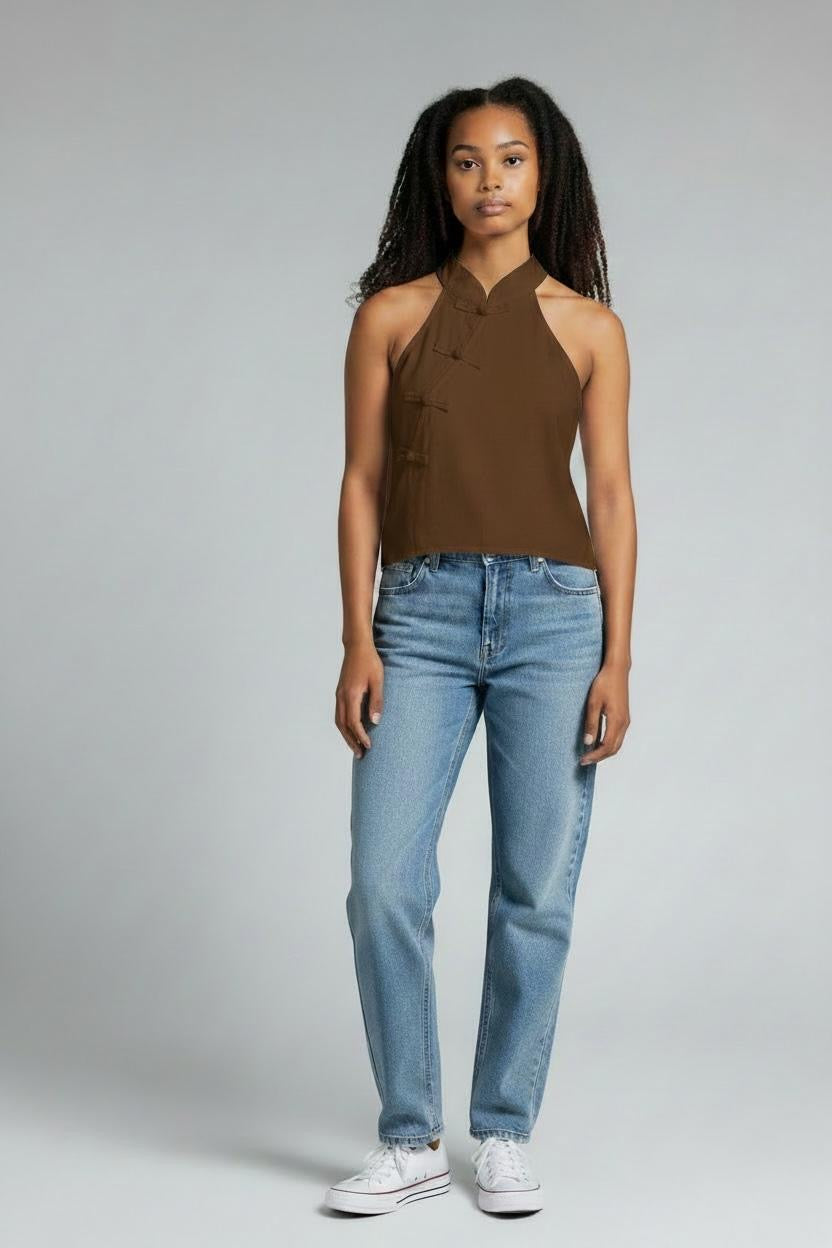 Camicetta  cotone crop fiocchetti laterali