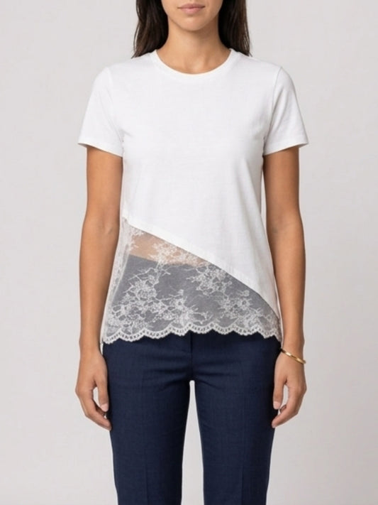 T-shirt cotone e pizzo