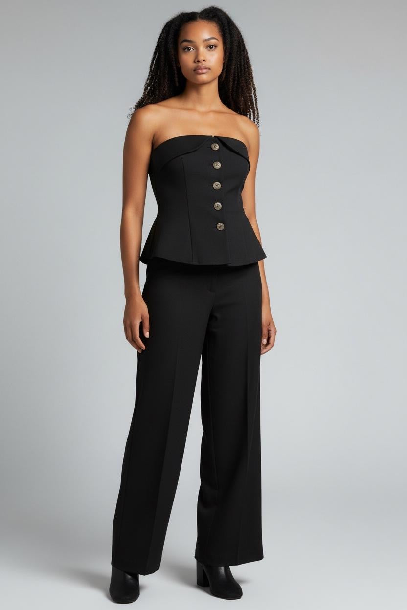 Completo top fascia bottoni oro
