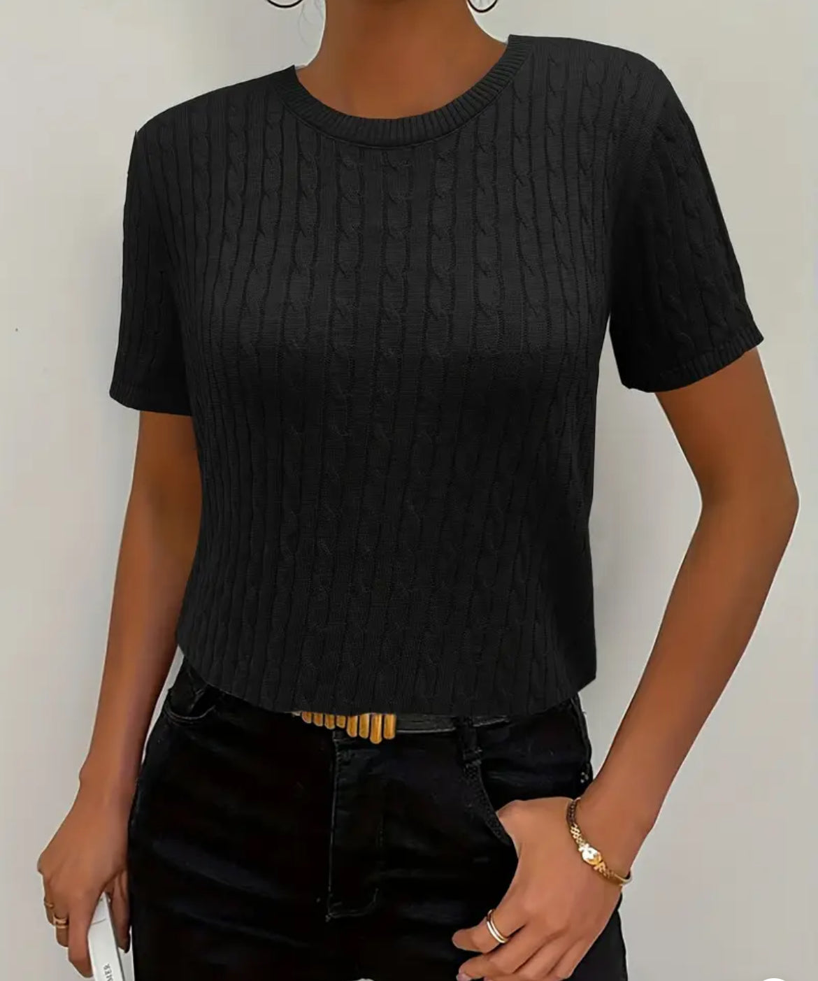 Maglia manica corta intrecciata