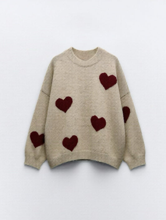 Maglione cuori colorati