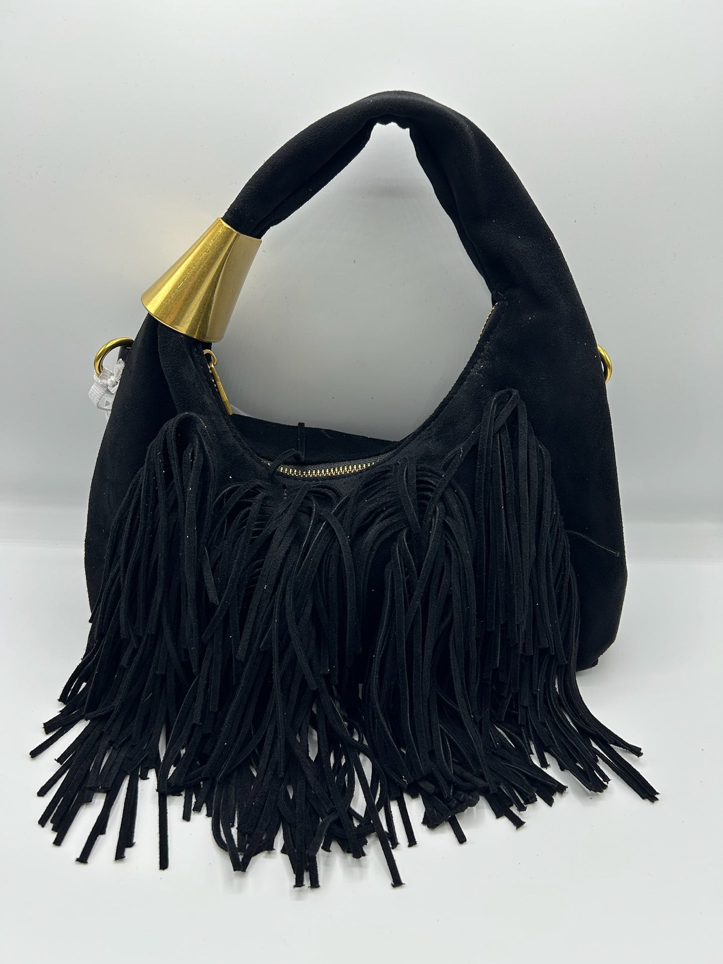 Borsa con frange e dettaglio oro