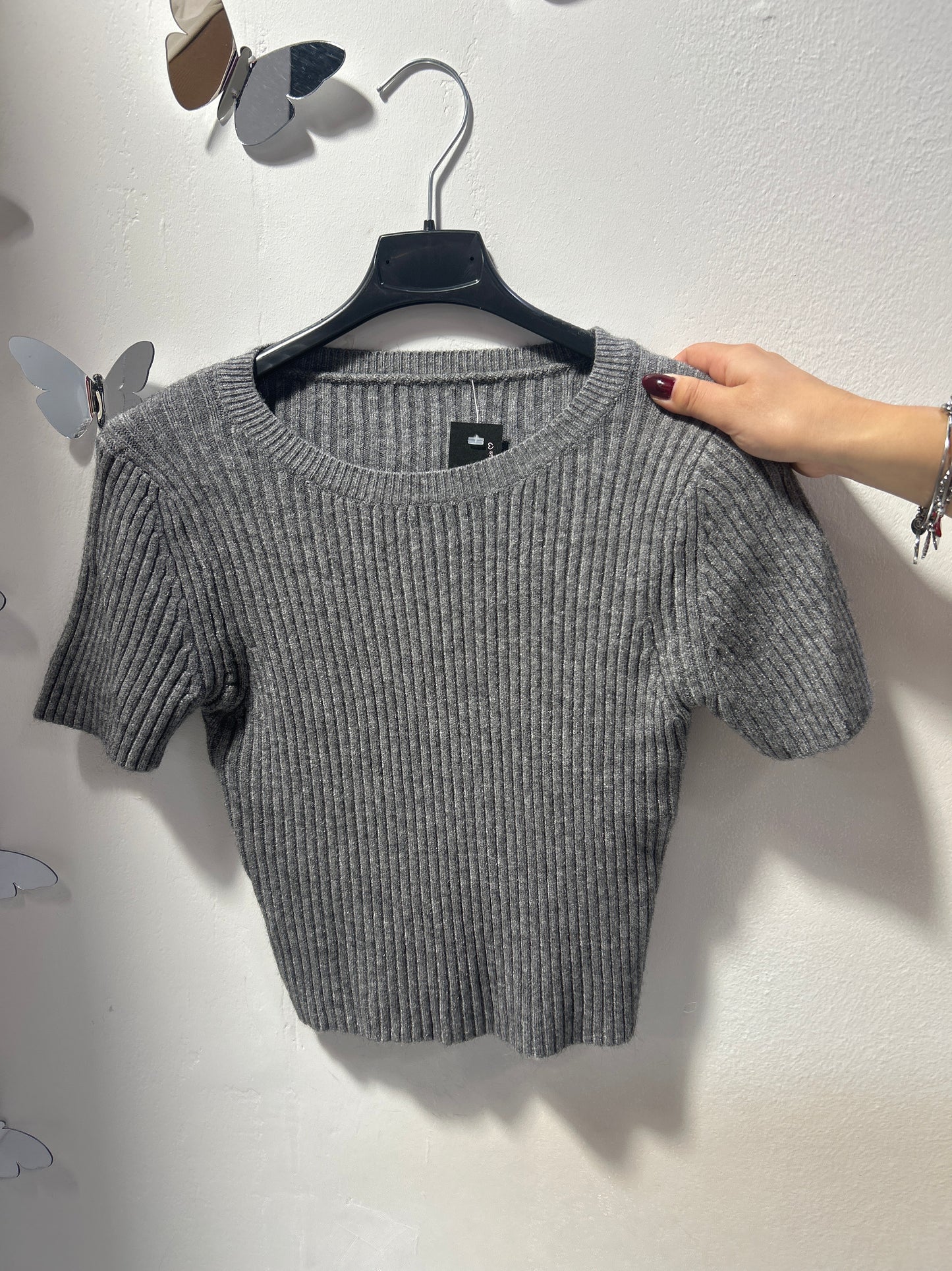 Maglia manica corta a coste