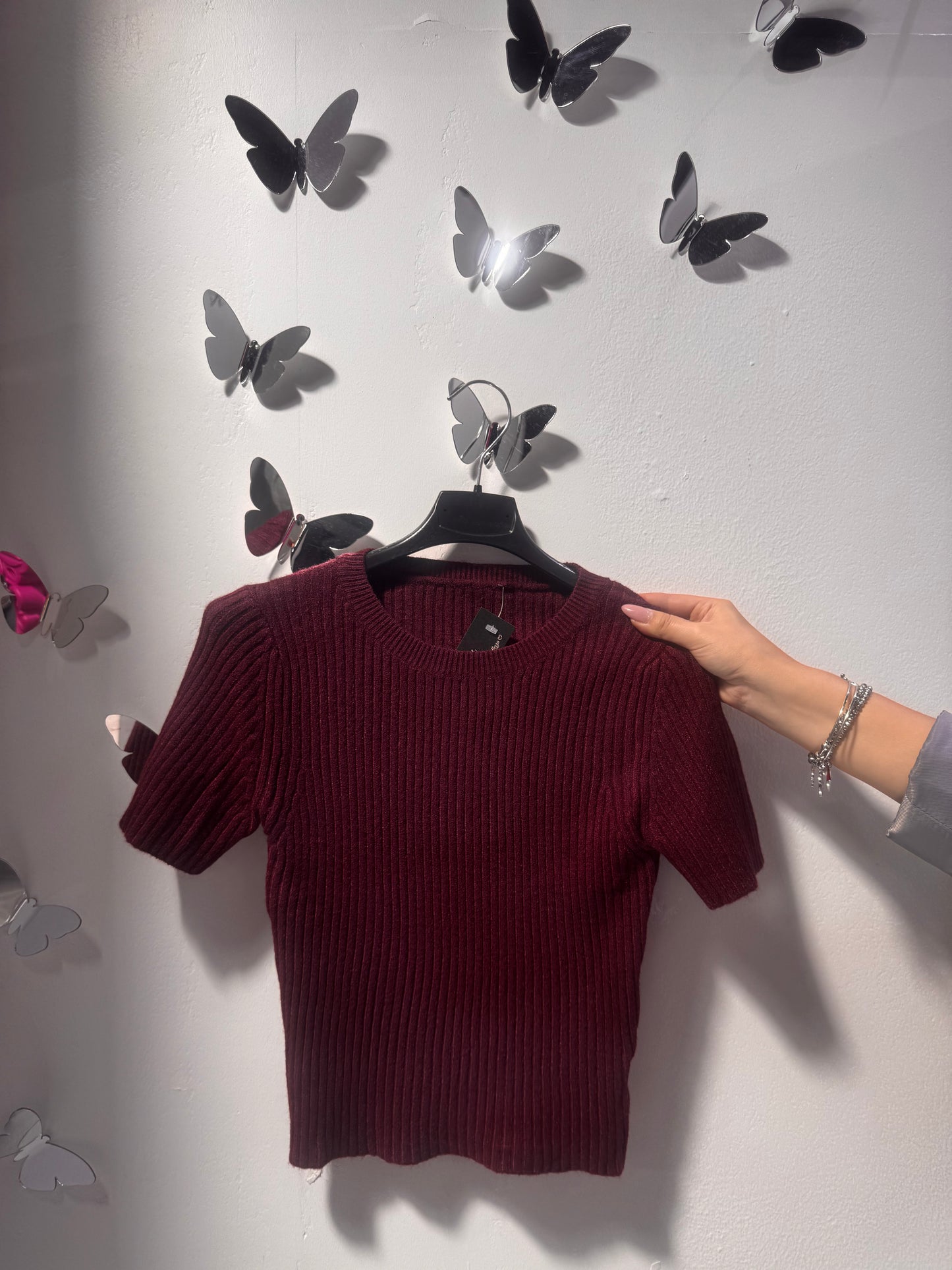 Maglia manica corta a coste
