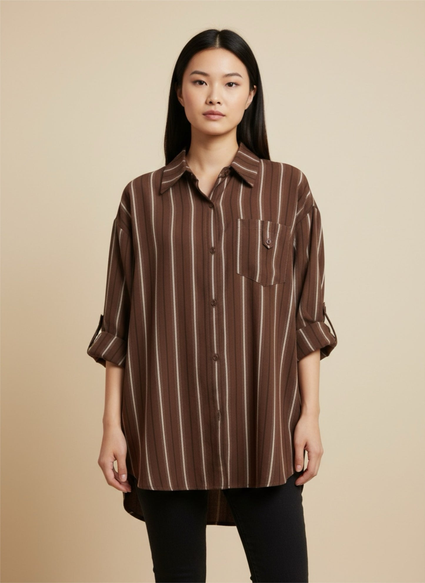 Camicia marrone righe