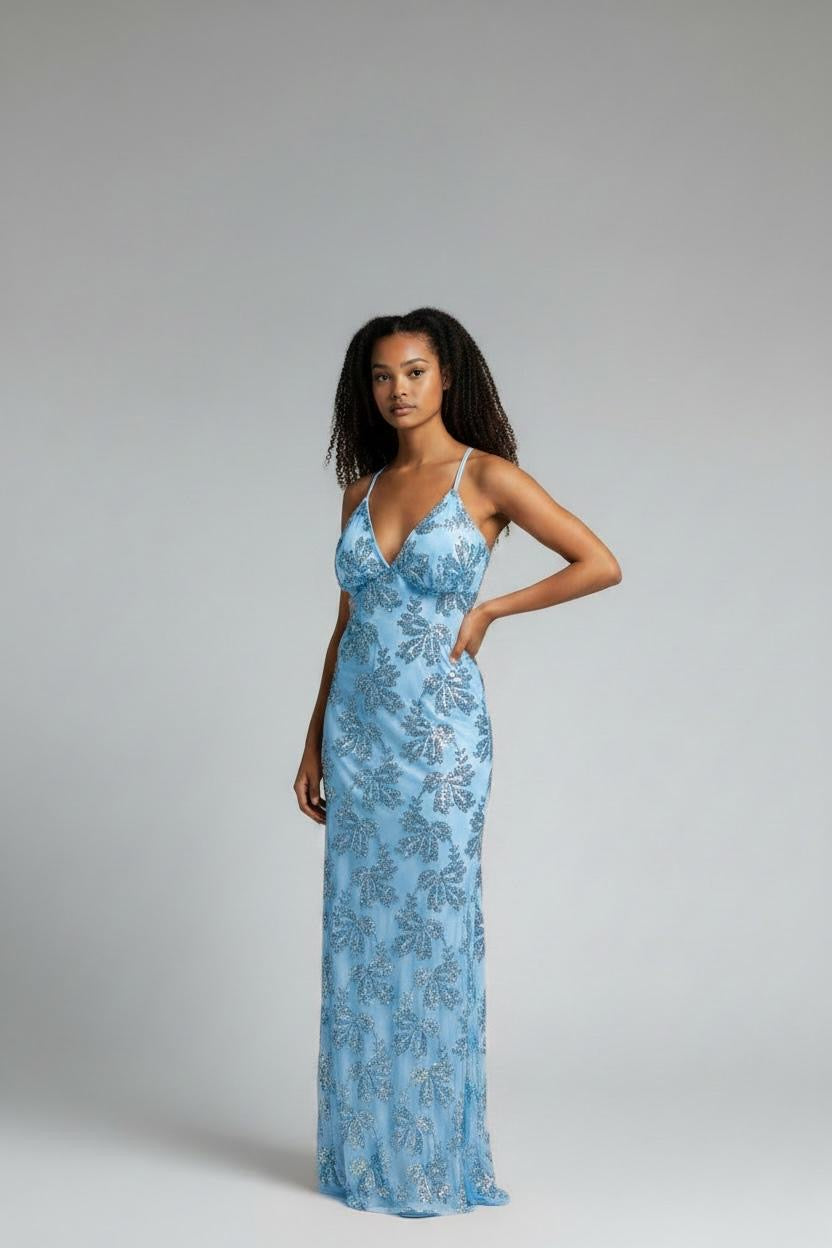 Abito con lurex schiena incrociata