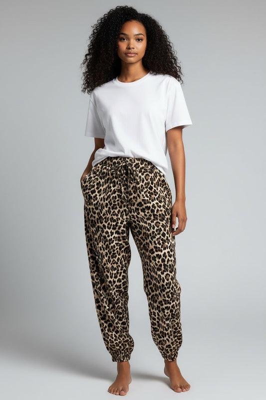 Pantaloni leopardati con polsino