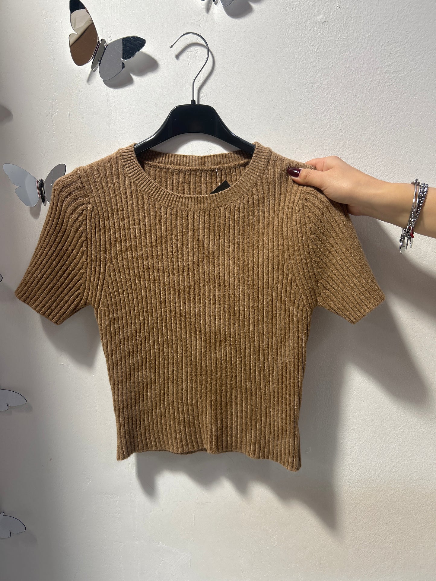 Maglia manica corta a coste