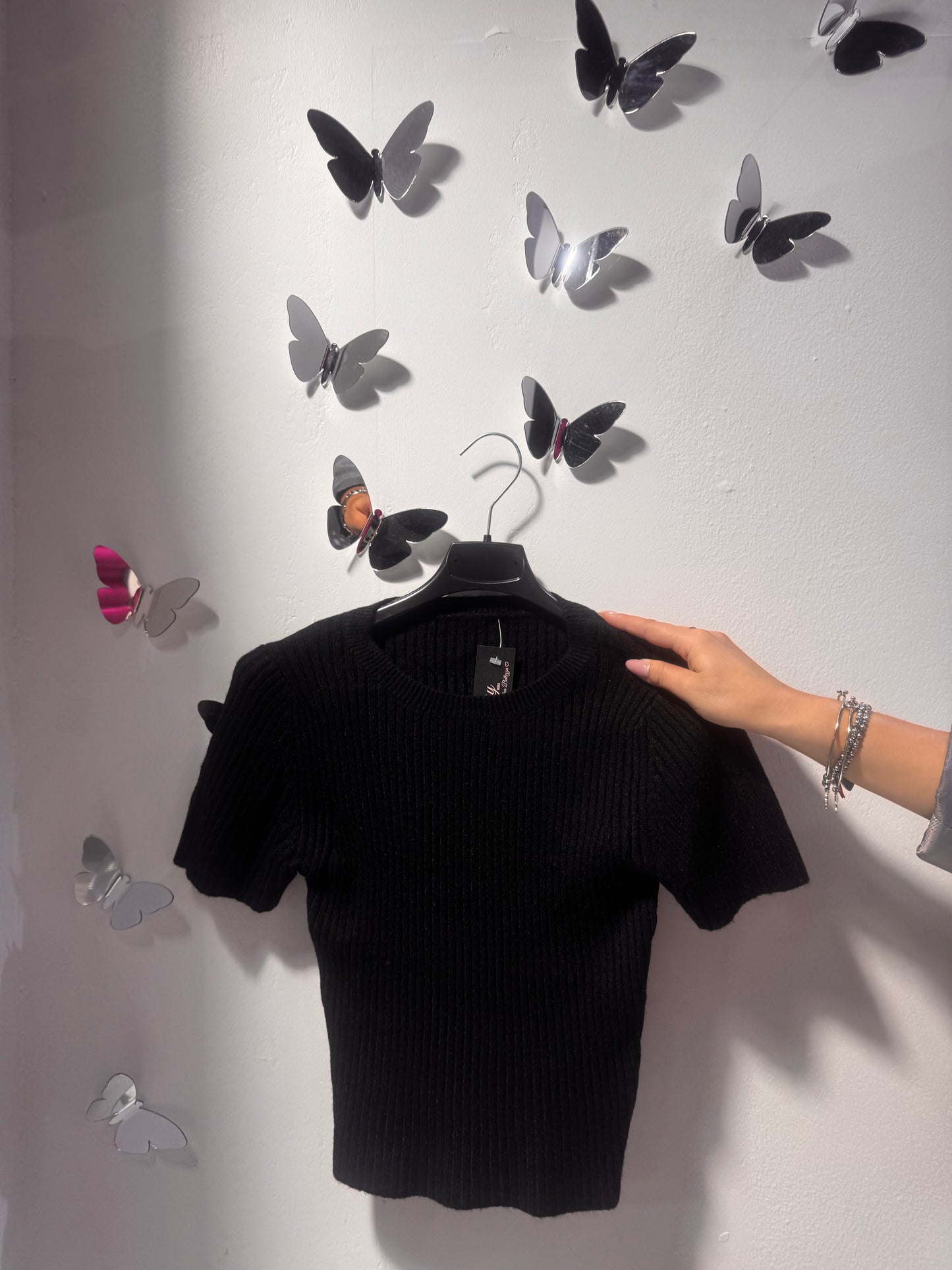 Maglia manica corta a coste