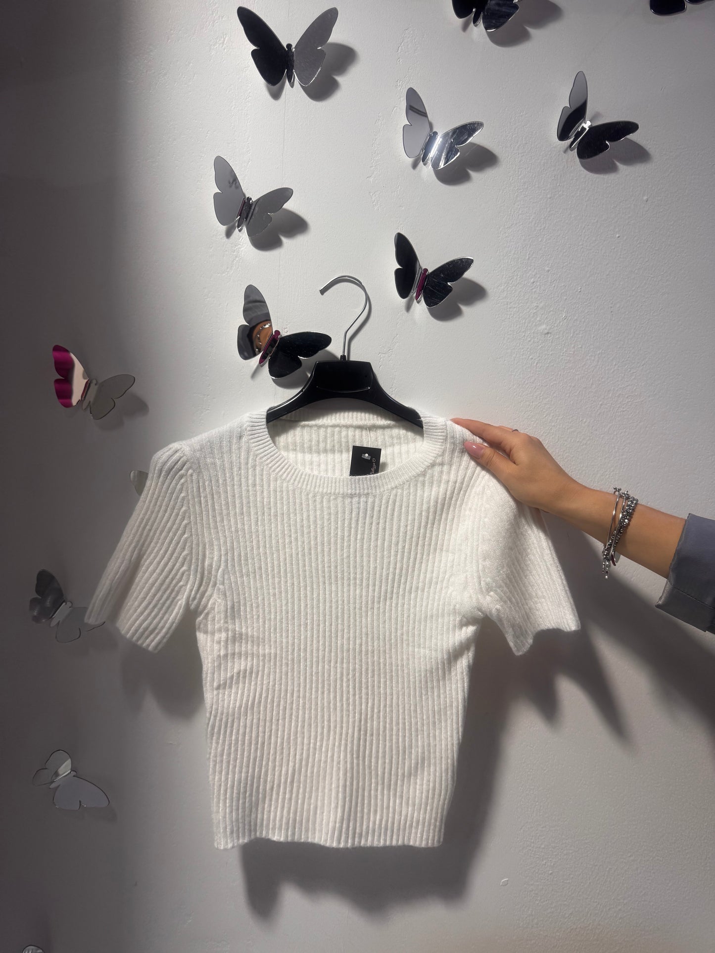 Maglia manica corta a coste