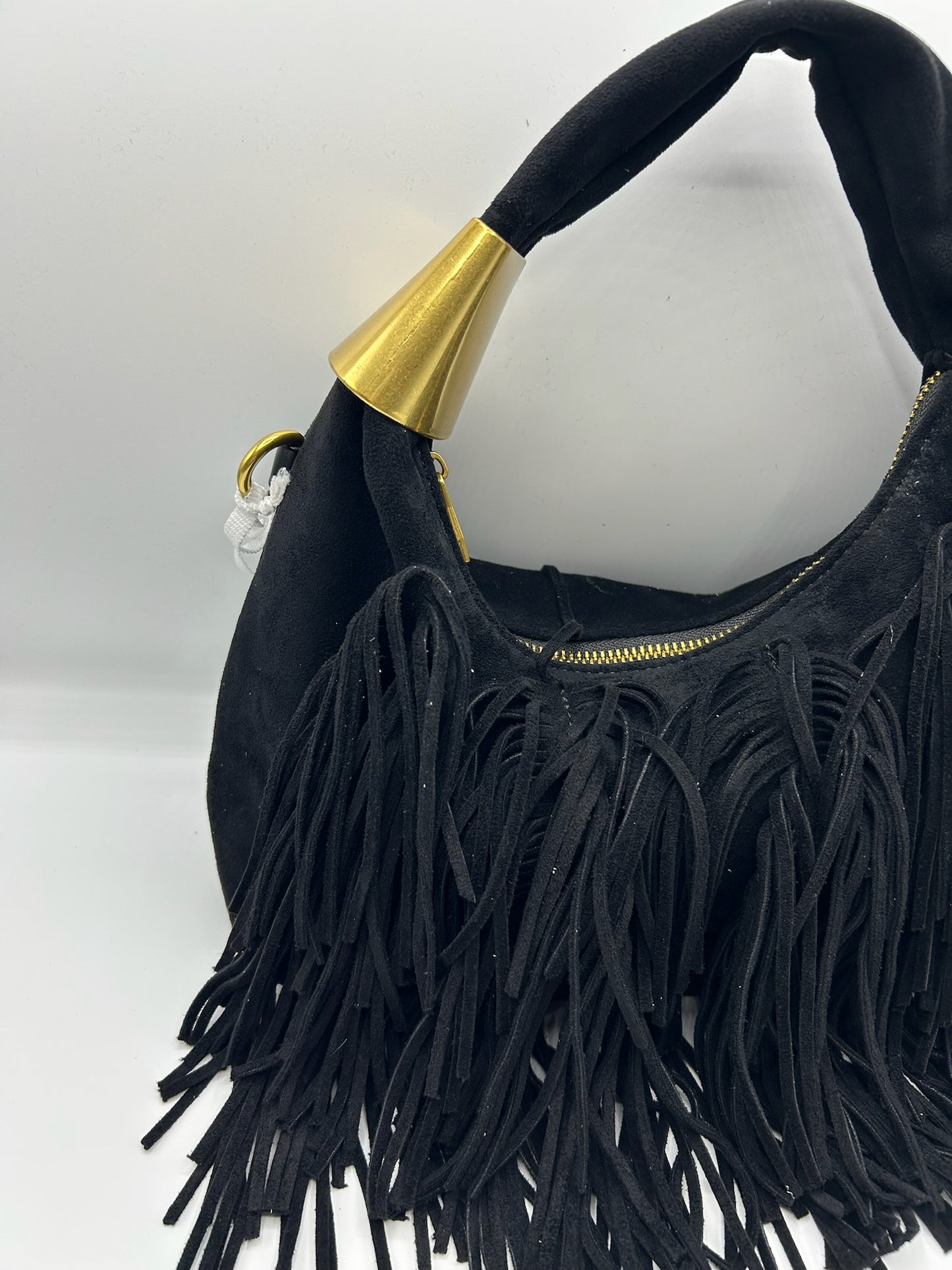 Borsa con frange e dettaglio oro