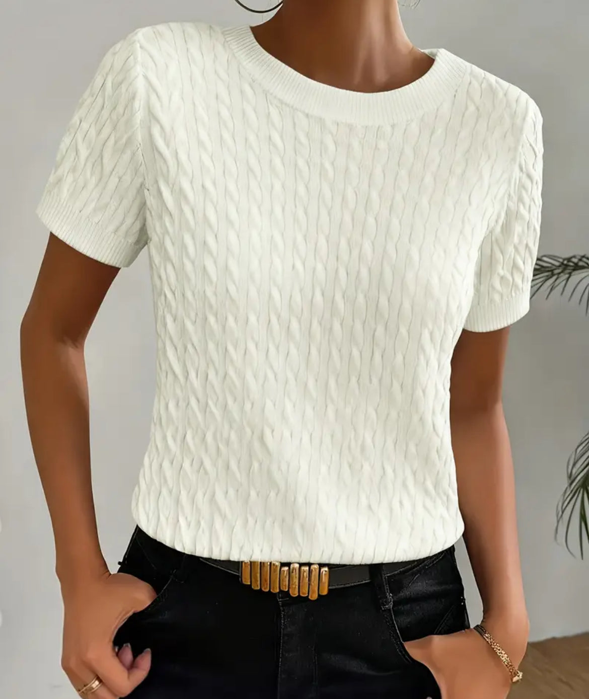 Maglia manica corta intrecciata