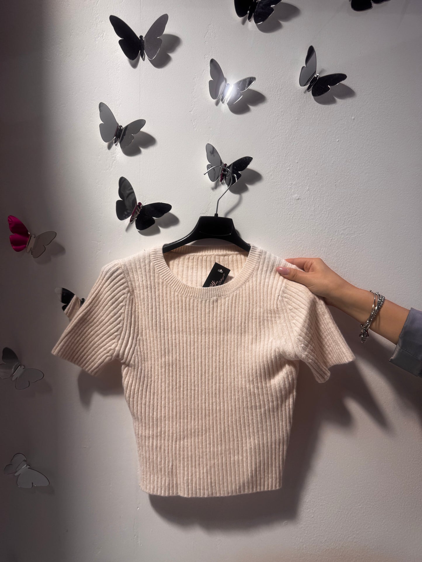 Maglia manica corta a coste